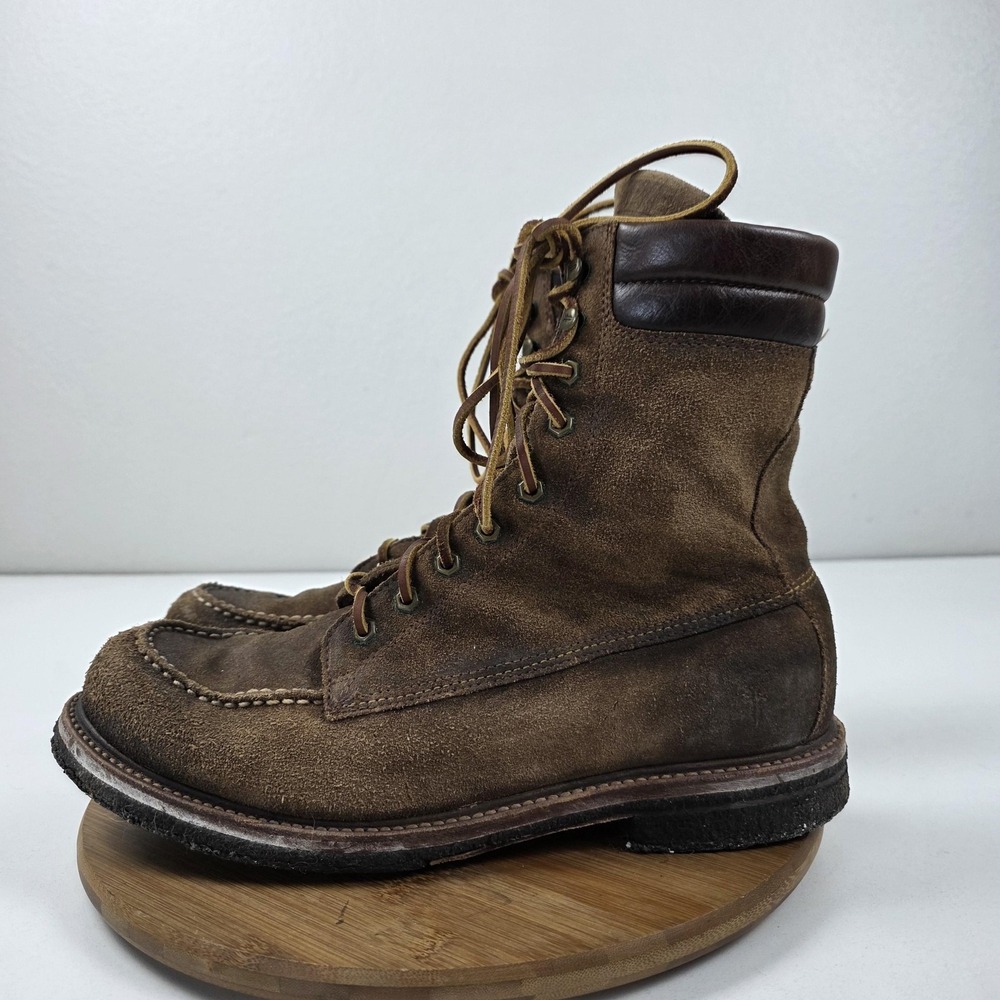 Vintage Frye Boots Mens Size 13 Brown Suede Moc Toe Combat Lace Up USA Work